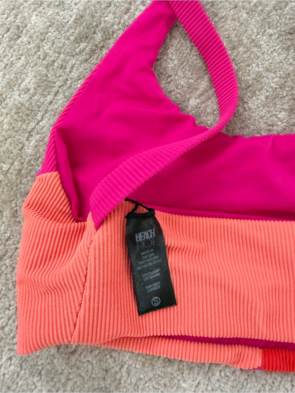 Beach Riot Hot Pink Colorblock High-Waist Bike Shorts - Picture 6 of 8